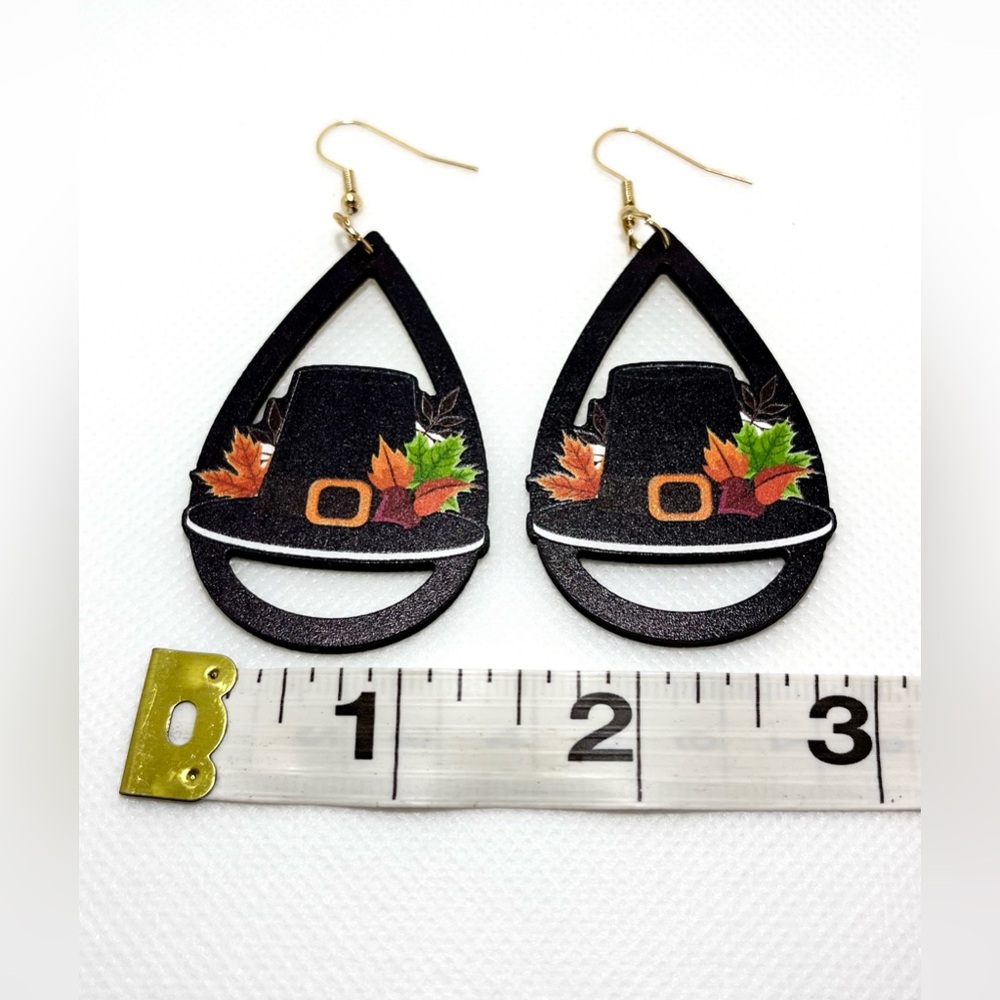 New Vintage Style Thanksgiving Earrings Autumn Fall Themed Drop & Dangle Wood - Picture 8 of 10